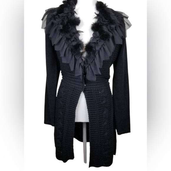 Cache Black Ruffled Cardigan - Picture 2 of 16